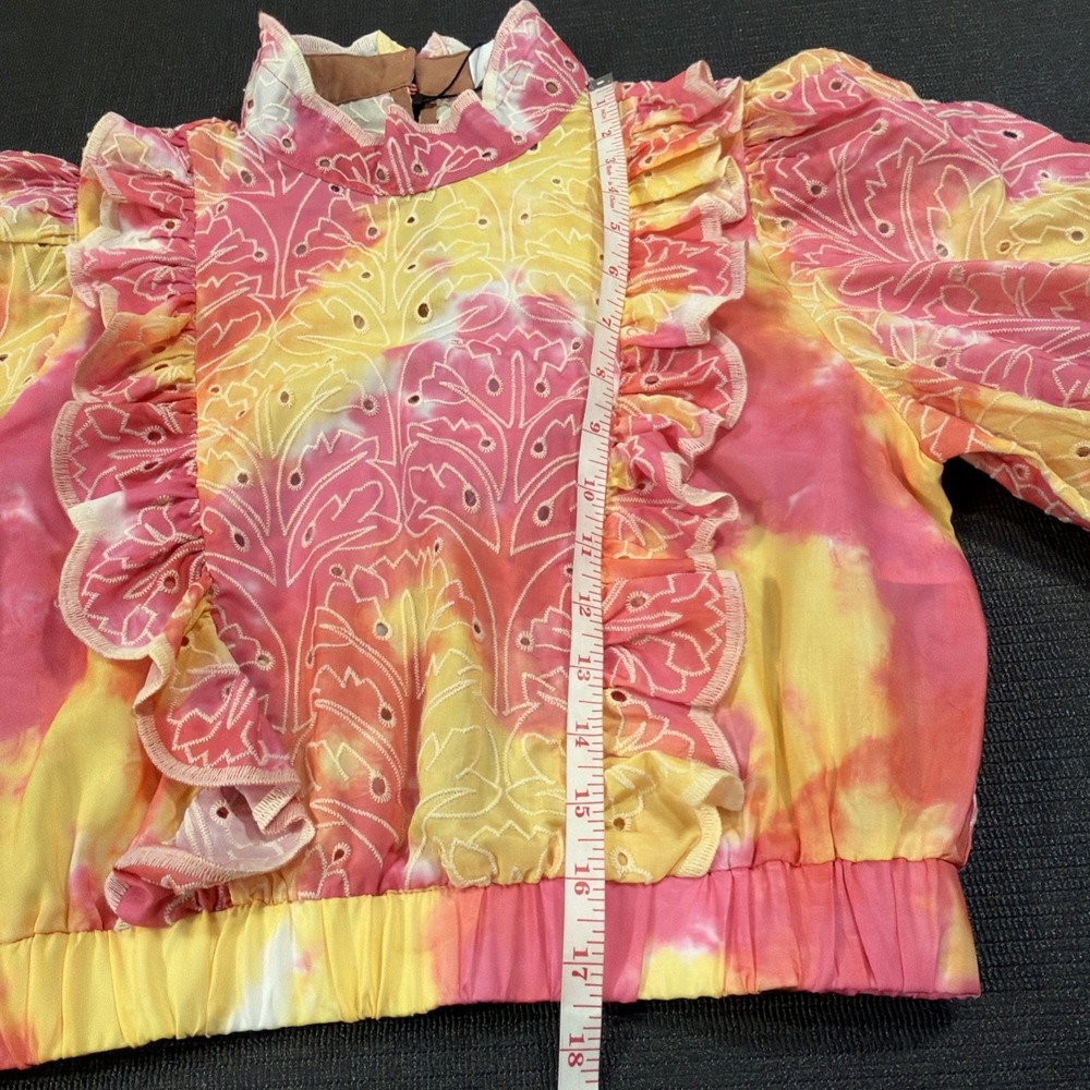 New Elliatt‎ Cowra Set Pink & Yellow Eye-lit Floral Skirt Set Size Medium - Picture 7 of 12